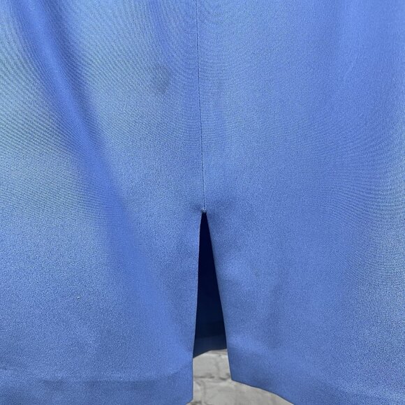Maggy London Blue 100% Silk Lined Zipped Back Slit Knee Length Skirt Size 10 - Picture 5 of 8